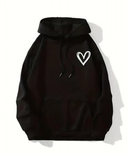 Hoodie for Women - Cozy Polyester, Heart Print One Size 