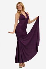 Purple Long Dress Sexy Erosella Ruched Glamour Maxi Ball Gown Prom Medium
