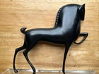VINTAGE ART DECO ETRUSION METAL HORSE STALLION ON ACRYLIC BASE LOVET-LORSKI Era — photo 1
