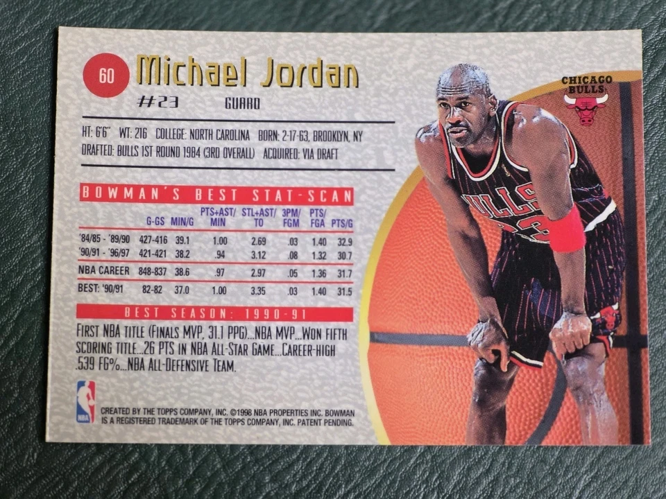 Карта Майкла Джордана TOPPS 90-е ВСТАВКА ЗОЛОТАЯ ГОЛОГРАФИЧЕСКАЯ ФОЛЬГА РЕДКАЯ 🔥 ФУТБОЛКА BULLS NO23 - Изображение 2 из 2