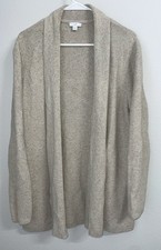 J. Jill Cotton Cardigan Sweater Size Large Beige Long Sleeve