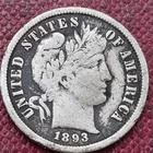 1893 S Barber Dime 10c VF Better Grade Details #99505