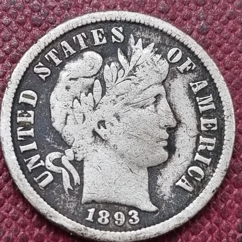 1893 S Barber Dime 10c VF Better Grade Details #99505