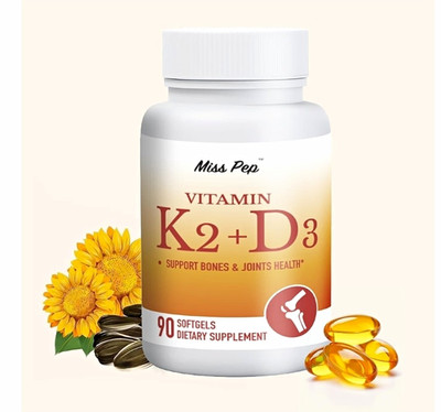 Miss Pep Vitamin K2 100 mcg + D3 5000 IU Softgels, 90 Gluten-Free