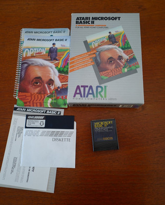 ATARI MICROSOFT BASIC II in box (Atari, 1983) w/ cart, floppy & spiral-bound