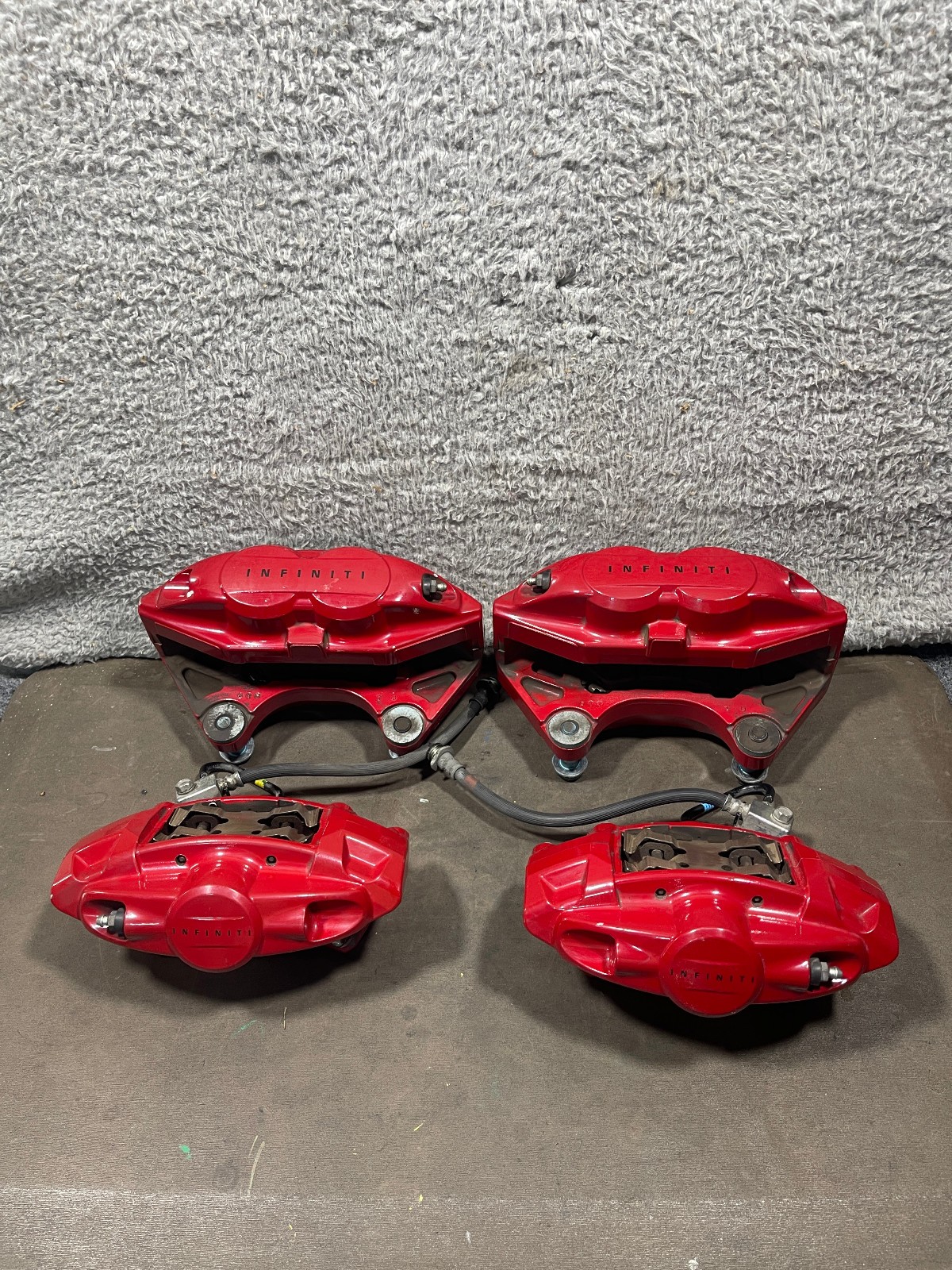 2017-2022 Infiniti Q60 Q50 Red Sport Full Brake Caliper Set 4 OEM