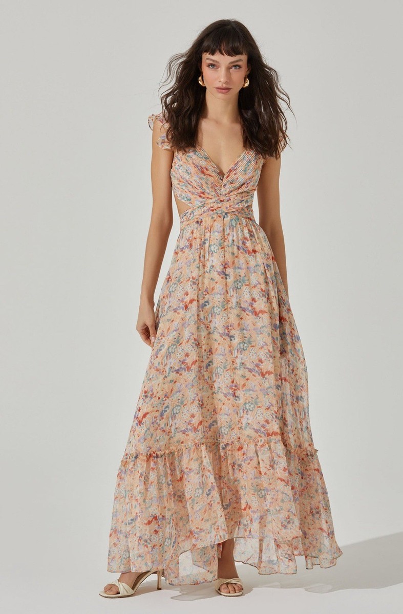 astr the label primrose dress pink Primrose Floral Strappy Back Maxi Dress