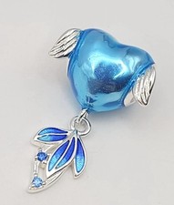 925 Sterling Silver Blue Angel Wings Charm Pendant For Bracelet Or Necklace