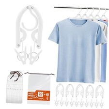 Foldable Travel Hangers w/10 Clips, Cruise Essentials 2025, 20 Pack White