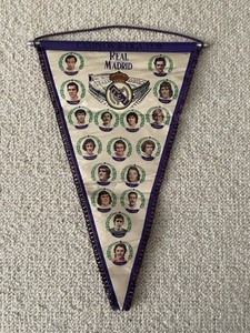 Real Madrid 1980s soccer football handmade pennant fanion wimpel / vintage item with wonderful colours and graphics