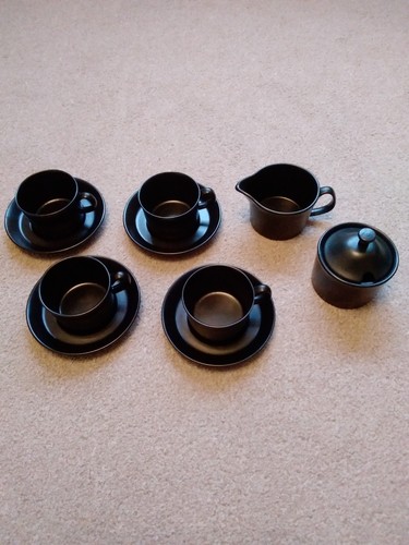 10 piece black Wedgwood Of Etruria & Barlaston Coffee Set - Picture 1 of 6