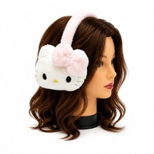 Hello Kitty Plush Earmuffs Pink White Faux Fur Kids Winter Ear Warmers
