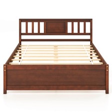 Full Size Bed Frame w/ Headboard Wood Slat Support No Box Spring Needed