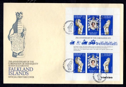 Falkland Islands - 1978 25th Anniversary of QE2 Coronation MS First Day Cover