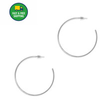 Large Silver Hoop Earrings for Women - Plated 60mm 60MM,