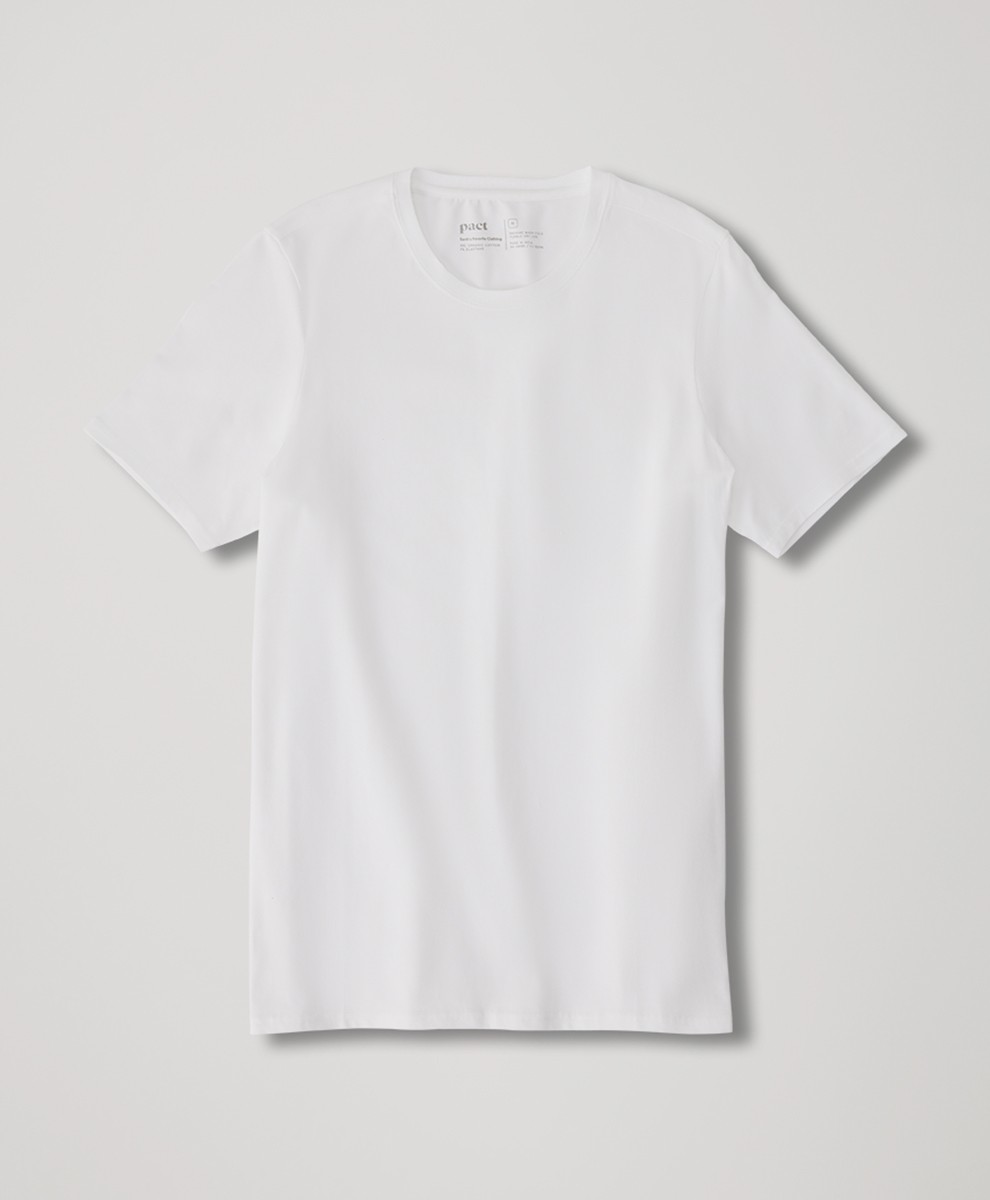 Pact Men's Cool Stretch Crew Neck Undershirt Medium White Comfortable Fit