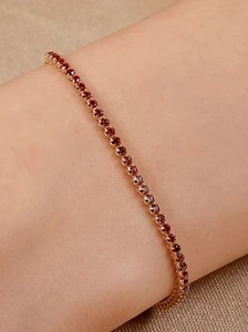 Authentic 7 Ct Round Cut Lab-Created Red Garnet Tennis Bracelet 14K Yellow Gold Plated