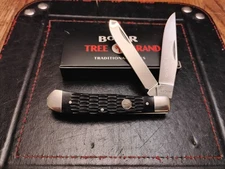 Boker Tree Brand Trapper Black Bone Handle 3.25" D2 Blades Germany 110824