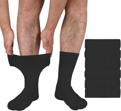 6 Pairs Diabetic Socks for Men, Extra Wide Socks Loose Top Sock for Swollen