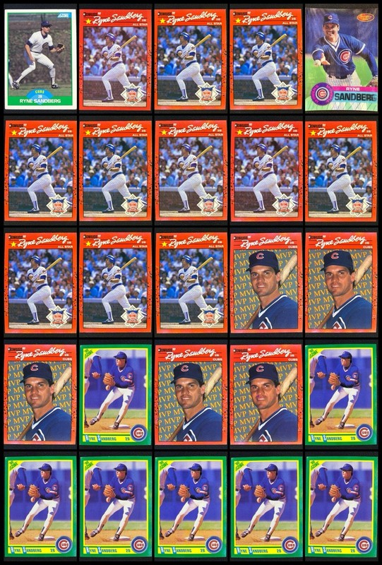 RYNE SANDBERG- 🏟️ 🔥 25 CARD LOT- INSERTS & BASE- HOF BASEBALL  CARDS.