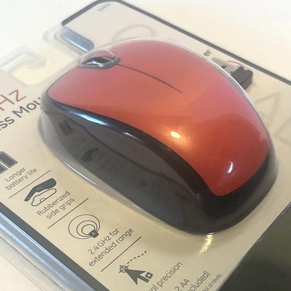 GE 2.4 GHz Wireless Optical Mouse Red Nano USB Receiver 14412 NEW/SEALED - Image 3 of 4