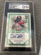Leaf 2020 Ultimate Draft Jalen Hurts Emerald Spectrum /20 Autographed Rookie