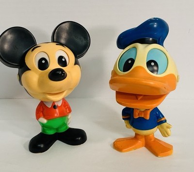 Walt Disney 1976 Mattel Chatter Chums Pull String Toy Mickey Mouse Donald Duck