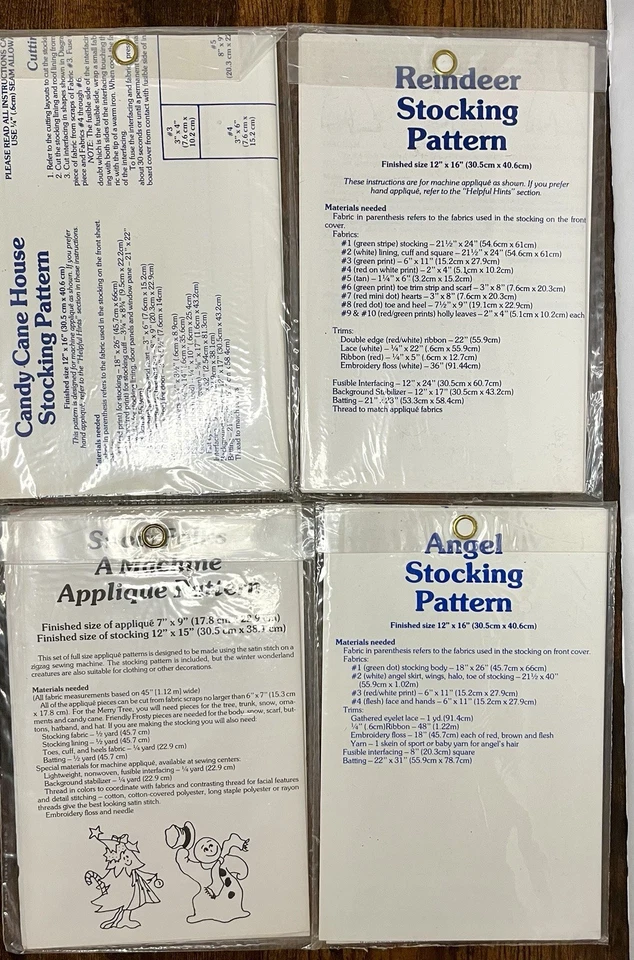 Lote de 4 proyectos de medias navideñas patrones verdaderamente retazos tuyos vintage NUEVO Foto 2 de 2