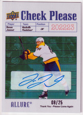 2022-23 Upper Deck Allure Check Please Auto /25 Tanner Jeannot Predators