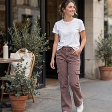 NWT Aeropostale Bootcut Cargo Pants XS Short Dusty Mauve Stretch Style 2234