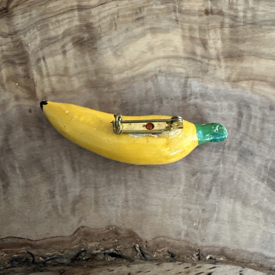 Vintage Handmade Banana Pin – 2.5” Hand‑Painted Fruit Novelty Brooch | eBay