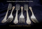 Antique Gorham Sterling Silver Dinner Forks - Engraved Floral - 223g- set of 6