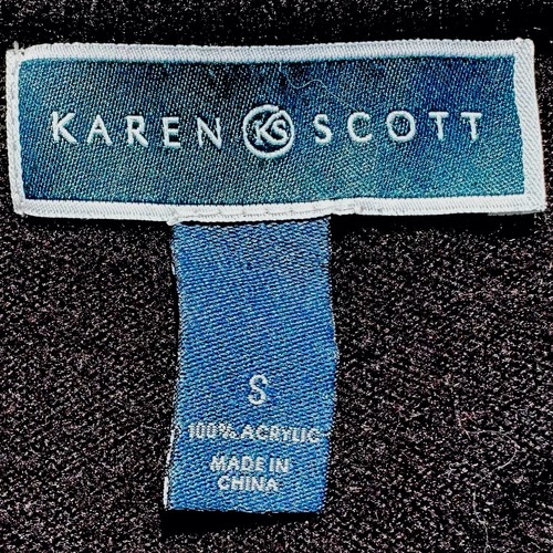 Cárdigan Suéter KAREN SCOTT Mujer Botón Perla Borde Trenzado Clásico Negro S - Imagen 5 de 6