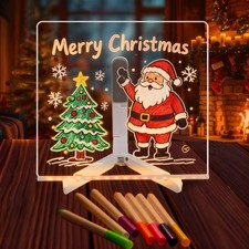 5.9x5.9 Inch White LED Note Board Colors Glowing Acrylic Dry Erase Message