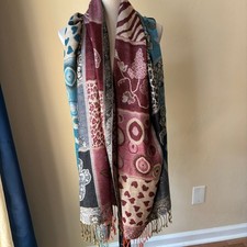 PASHMINA SILK SHAWL WRAP SCARF Fringe Pashmina Silk Medallion Paisley