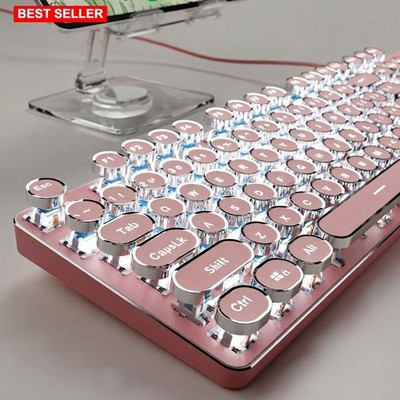 Keyboards Mechanical White Backlit Cute-Pink Mice Accessories