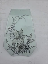 OK Lighting Etched Lilies Lamp Glass Light Panel Replacement Pane Vintage