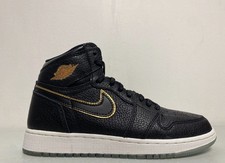 Air Jordan 1 Retro High OG City of Flight GS 575441-031 Black Gold Size 10