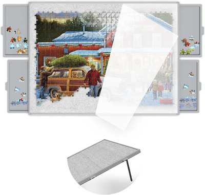 Puzzle Board 1500 Pieces,Jigsaw Puzzle Board with Adjustable Tilting Pole,Felt S