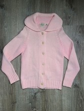 VTG Women S 100 Virgin Acrylic Fibre Cardigan Sweater Pink Button Up Japan Made