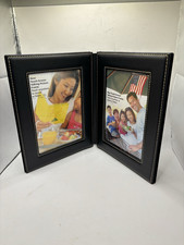 NOB Radio Shack Talking Touch Screen Picture Frame Black Leatherette Double 5x7