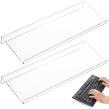 2 Pack Tilted Clear Acrylic Computer Keyboard Stand Tray Holder Riser Desk