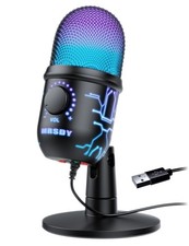 USB Gaming Microphone for PC with Noise Reduction, Mute, Gain, RGB
