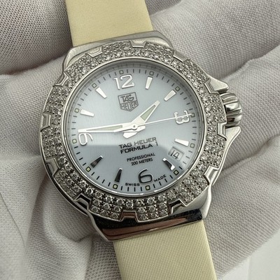 Tag Heuer Formula 1 F1 Ladies Watch 36mm White Dial - Diamond Bezel - WAC1215