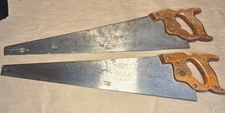 2 Vintage D-23 Henry Disston & Sons 10 & 11 Point Hand Saws