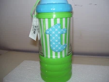 Mud Pie Initial "T" Sip-n-Munch Baby Cup, Blue and Green, NEW