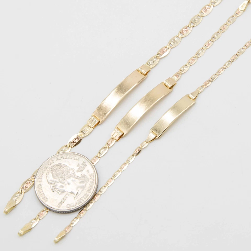 Baby Tri-Color Textured Valentino Mariner ID Bracelet Real 10K Tri-Color Gold - Image 3 of 4