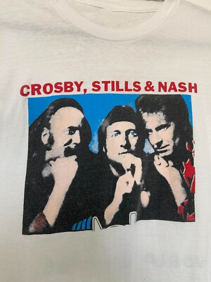 Neil Young & David Crosby Tシャツ Vtg Crosby Stills Nash and Young World Tour Cotton White