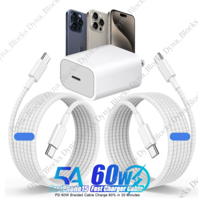 Fast 20W USB-C Type C Charger Cable 3/6FT For iPhone 15 Pro Max/iPad Pro/Samsung