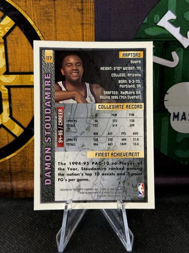 1995-96 Topps Finest Basketball Damon Stoudamire Draft Pick Rookie #117 Toronto - Picture 2 of 2